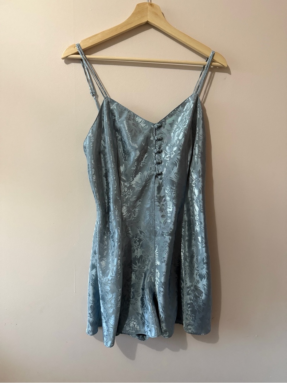 Vintage Silky Floral Jacquard Cami Romper